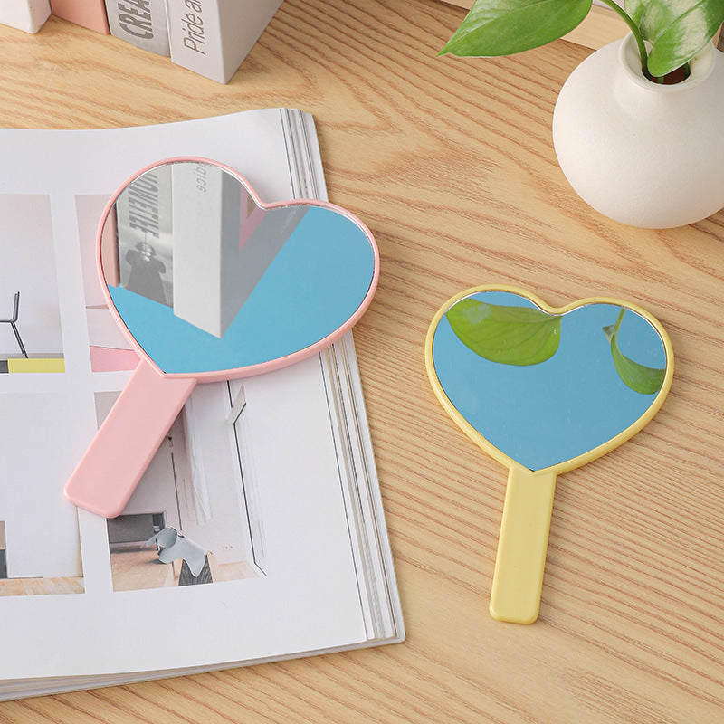Household Portable Cute Love Hand-held Makeup Mirror