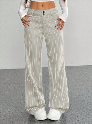 New Women's Korean And Japanese Slim-fit Striped Flared Casual Pants
