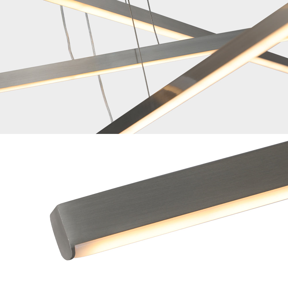 48 Modern LED Chandelier - Geometric 3-Arm Design, Adjustable Hanging, Sleek Metal Finish For Dining Room, Living Room & Office