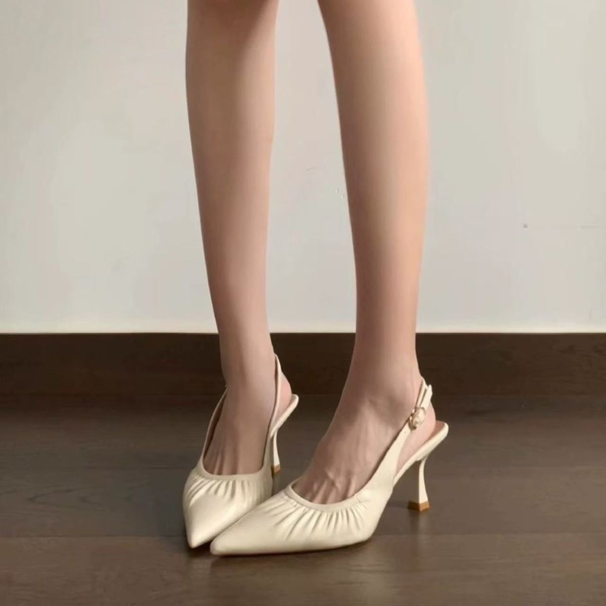 New Elegant Pointed Toe Closed Toe Cutout Slingback Thin Strap High Heels, Unique Back Strap Sandals For Women