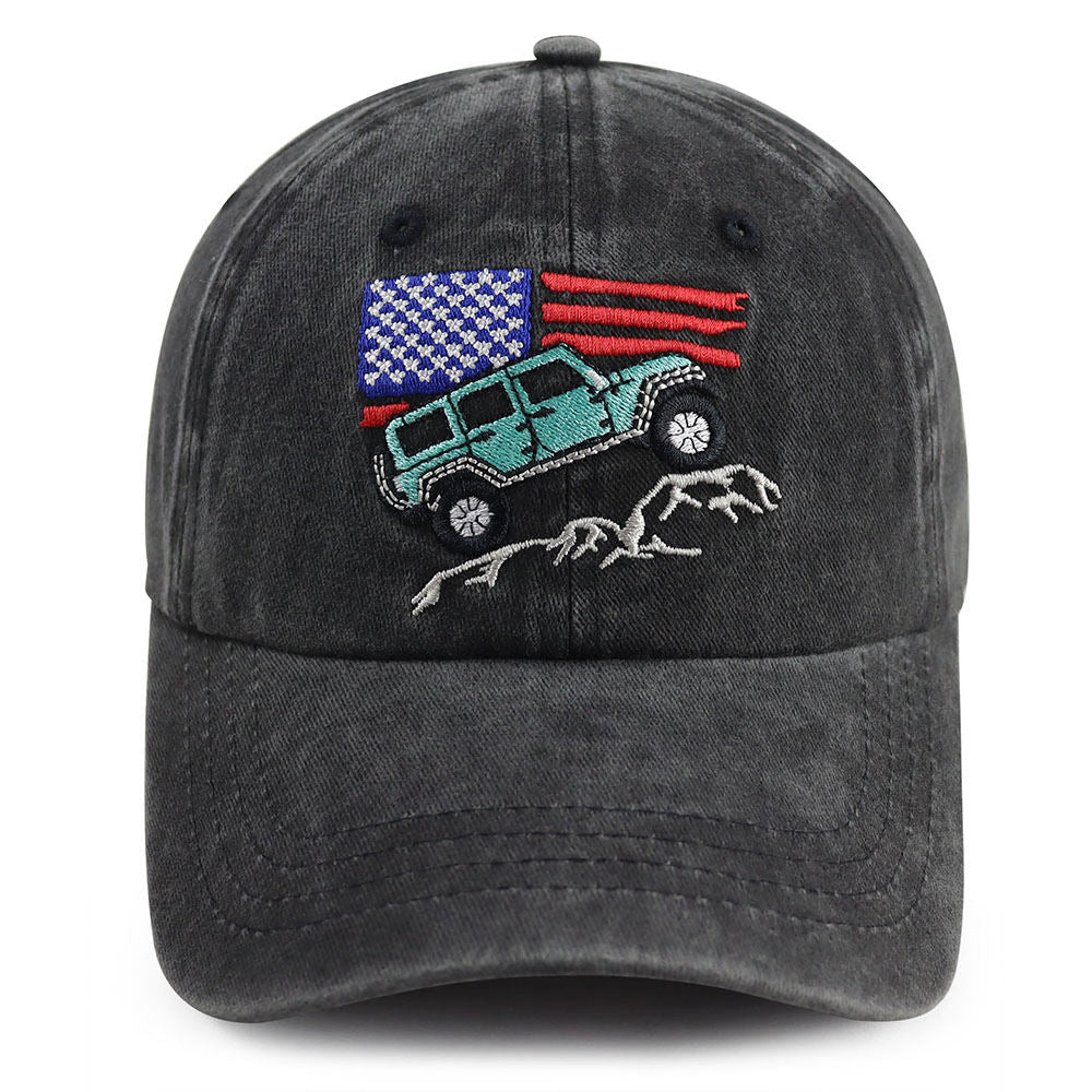 2pcs Vintage Washed Baseball Cap With Off-Road Embroidery, Outdoor Adventure Trucker Hat For Women Men