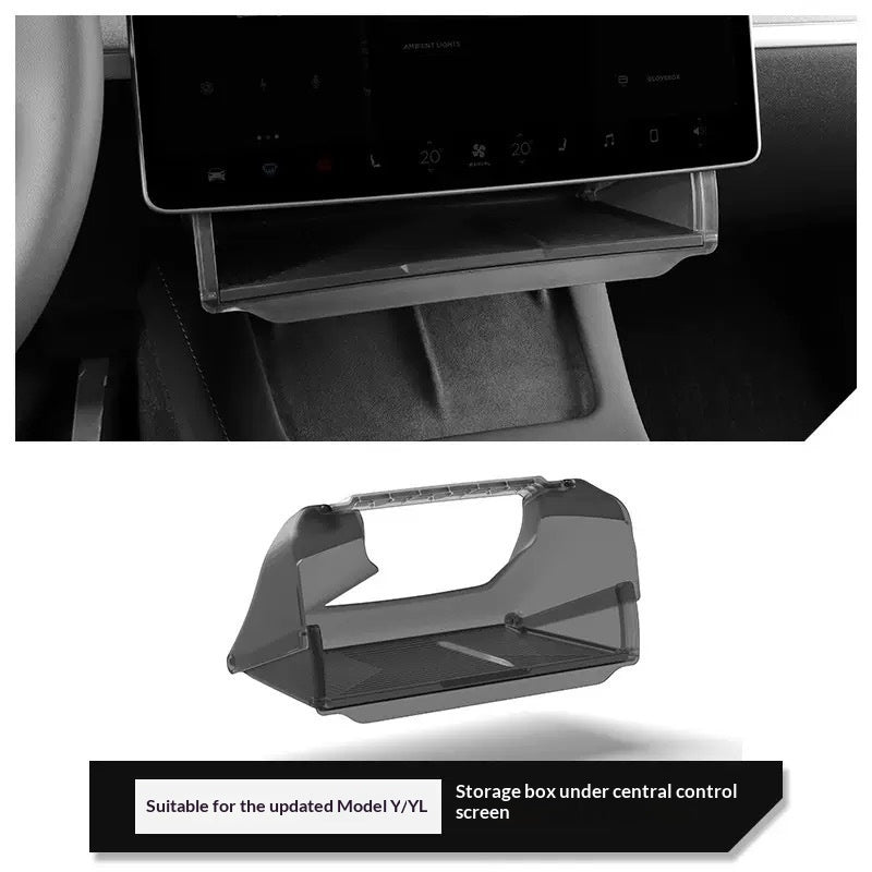 Retractable Storage Compartment For Car Accessories Under The Central Control Screen