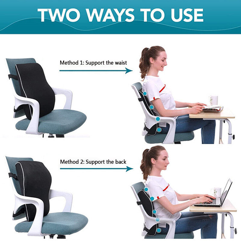 Lumbar Back Support Cushion Car Seat Wheelchair Office Chair Pillow Memory Foam.