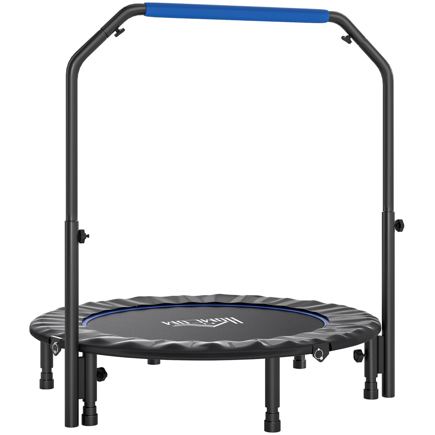 45" Foldable Mini Fitness Trampoline, With Adjustable Foam Handle, Blue