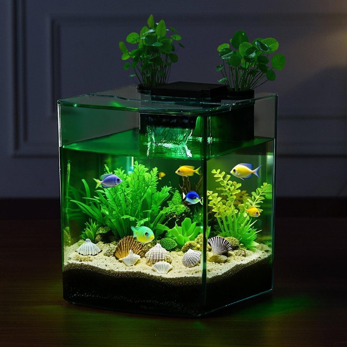 2 Gallon Fish Tank Aquarium Smart Arch Clear GPPS 3 Color Self Cleaning