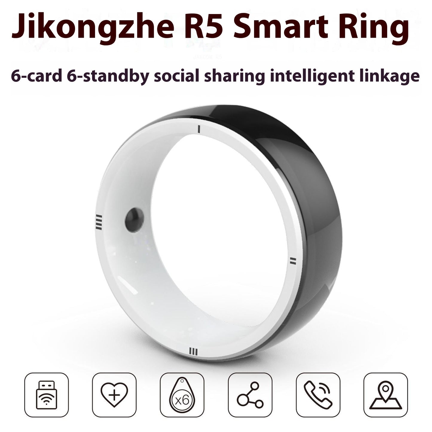 R5 Smart Ring Watch Suitable For Bluetooth Blood Pressure Detection Round Screen