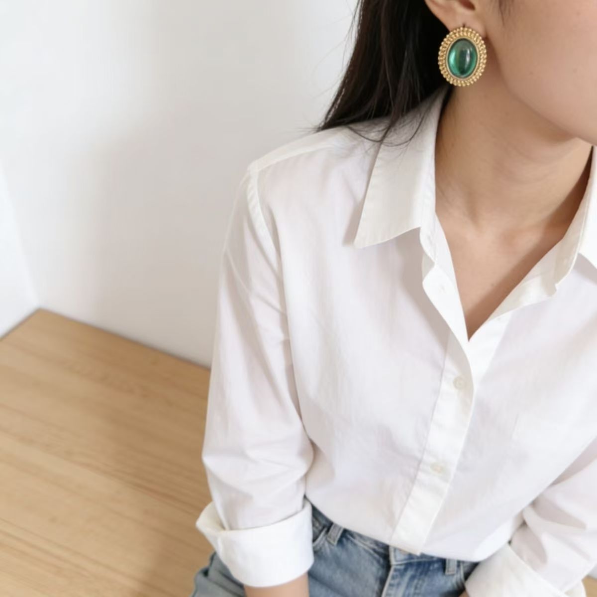 Retro Fashion Green Stud Earrings For Women, Elegant Skin Brightening Pretty Daily Ear Jewelry