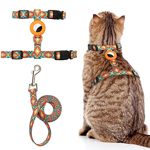 Cat Harness and Leash Escape Proof for Walking Travel Outdoor - Soft Nylon Adjustable Cute Cat Harness Leash Set with Airt...