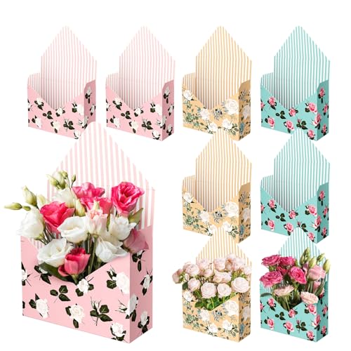 Lyforpyton 9 Pcs Mother's Flower Arrangement Gifts Boxes , Envelope Gift Box For Flowers , Foldable Decorative Bouquet Pac...