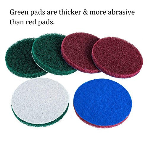 DUOSHIDA 4 Inch Drill Powered Brush Tile Scrubber Scouring Pads Cleaning Kit, 2 Different Stiffness, 4-Inch Disc Pad Holde...