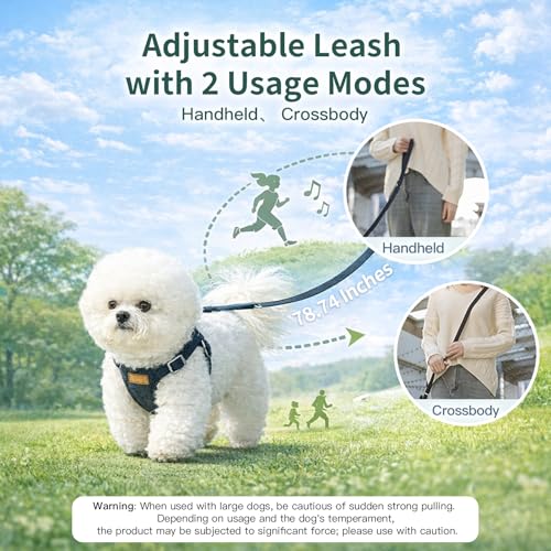 Persevere Hands Free Dog Leash and Harness Set, Adjustable No Pull Puppy Harness, Soft Breathable H-Type Vest for Small Me...