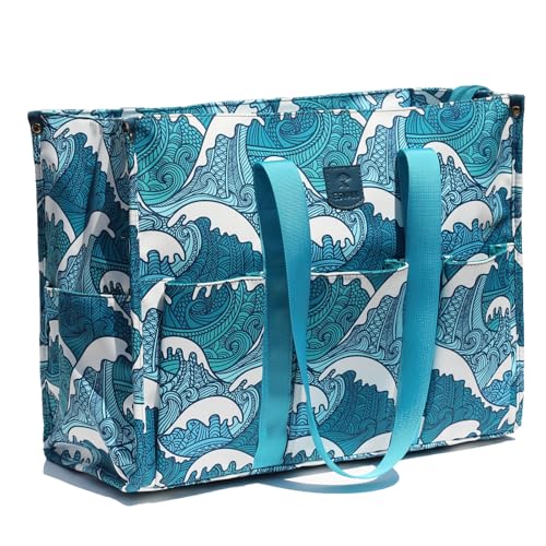 ESVAN Utility Tote Bag with Zip Top Waterproof Teacher Tote Bag for Teacher Work Women Beach
