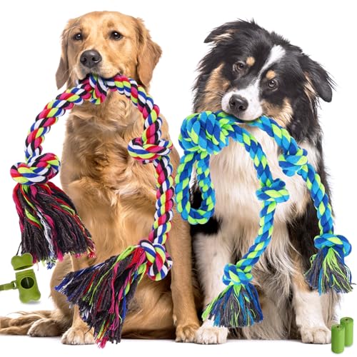Eefitoys Tough Dog Rope Toys for Aggressive Chewers, Tough Tug of War Dog Toys for Large, Medium & Small Dogs – 5 Pack Inc...