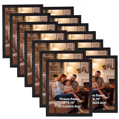 Giftgarden 8x10 Picture Frames Set of 15, Black Wooden Photo Frame for Wall or Tabletop Display, Engineered Wood with Shat...