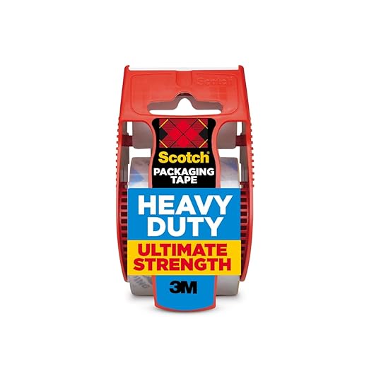 Scotch Heavy Duty Shipping Packing Tape, Clear, Shipping and Packaging Supplies, 1.88 in. x 27.7 yd., 1 Tape Roll with Dis...
