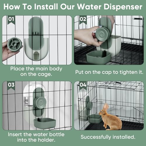 Lemtrflo 28oz Hanging Automatic Water Dispenser，Rabbit Water Bottle,Bunny Guinea Pig Ferret Water Bowl for Cage,Suitable f...