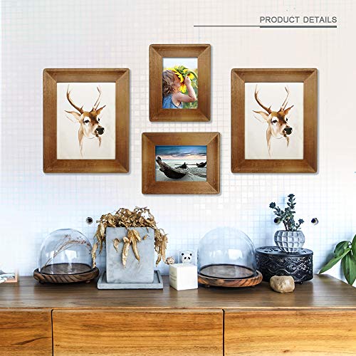 icheesday 8x10 Picture Frames,Brown Rustic Wood Frame with Glass Front, Display 10x8 inch Photos for Table Top Display and...