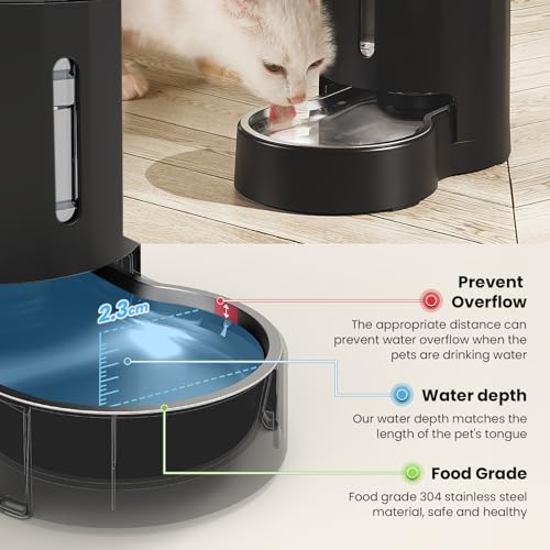 CZPET Dog Water Bowl Dispenser 4L, Wider Mouth & Upgraded Brush for Easy Cleaning Automatic Cat Gravity Refilling Waterer ...