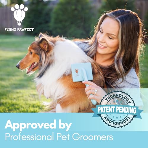 Flying Pawfect Dog Slicker Brush for Grooming Pet Hair - Best For Poodle & Golden Doodle - Long Haired Brush For Dogs - Go...