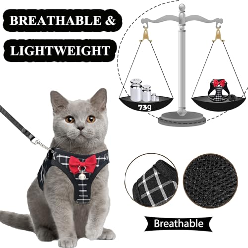 Cat Leash and Harness Set,Breathable Dog Harness,Pet Harness,Adjustable Mesh cat Harness and Leash Escape Proof for Puppy ...