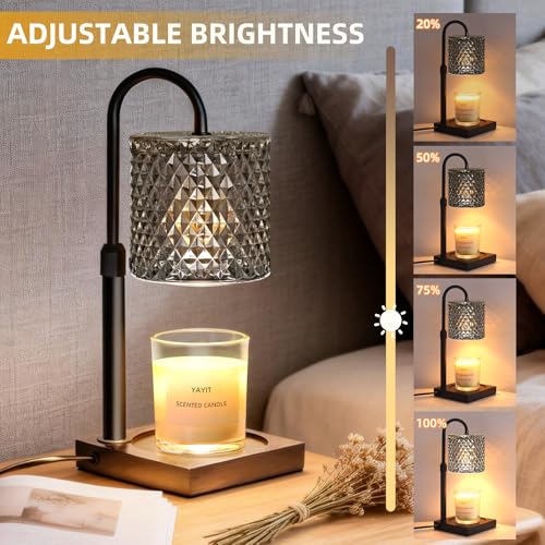 YAYIT Candle Warmer Lamp with Timer Dimmer Adjustable Height, Candle Warmer with 2 Bulbs for Jar Candles, Home Decor, for ...