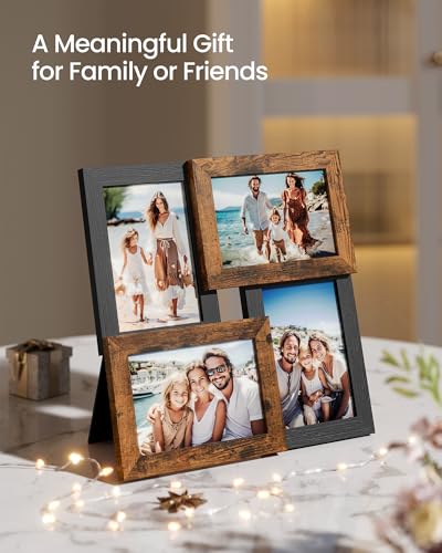 SONGMICS Collage Picture Frames, 4x6 for Wall Decor, Multi Family Photo for Gallery Decor, Hanging Display, Set of 4, Ink ...