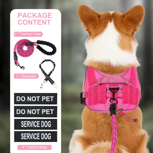 Service Dog Vest, No Pull Dog Harness Small Medium Sized Dog, Service Dog Harnesses and Leash Set, Reflective Easy Walk Do...