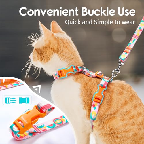 Dooradar Cat Harness and Leash, Escape Proof Adjustable Kitten Vest, Lightweight Soft Pet Straps, Easy Wearing for Small M...