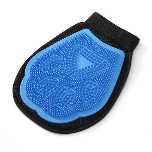 Wags & Wiggles Dual Sided Dog Grooming Glove with Rubber Paw - 2-IN-1 Grooming Tool for Brushing, Massaging, and Scrubbing...