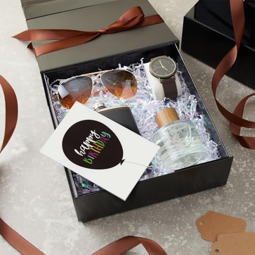 Stockroom Plus Gift Boxes with Lids - 9.5 x 9.5 x 3.5 In, 6-Pack Glossy Black Square - Magnetic Closure & Reusable Decorat...