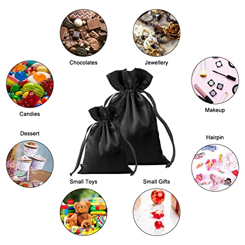 BeiLeiNiceHK 30pcs Satin Gift Bags Black Drawstring Bag,Gift Pouches For Christmas,Wedding Favor Bags,Small Jewellery Pouc...