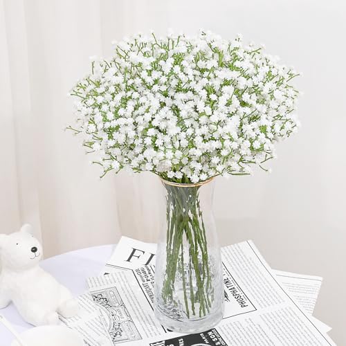 MARTINE MALL Babys Breath Artificial Flowers, 30 PCS White Baby Breath Flowers Artificial Bulk, Fake Baby Breath Gypsophil...
