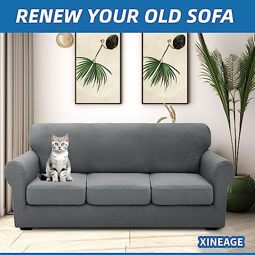 XINEAGE 2026 New 4 Pieces Couch Covers for 3 Cushion Couch Super Stretch Thick Soft Sofa Cover Anti Slip Sofa Slipcover Do...