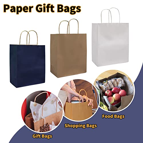 FACEBAG 50-Pack Brown Paper Bags with Handles Bulk, 8x4.25x10.5 Inches,Medium-sized Gift Bags with Handles for Party Favor...