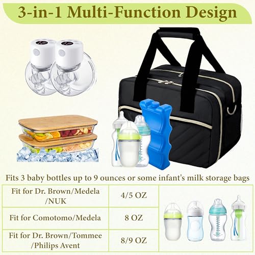 Breastmilk Cooler Bag with Ice Pack, Wearable Breast Pump Storage Bag, Insulated Bottle Travel Bag Compatible with Momcoz...