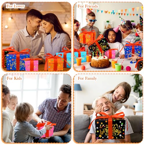 Geyoga 5 Pcs Birthday Gift Boxes Square Nesting Boxes with Lids Square Box 5 Assorted Sizes Stackable Gift Box for Birthda...