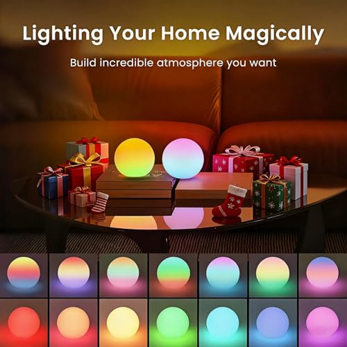LOFTEK LED Ball Light, 3-inch Rechargeable Globe Lights, Color-Changing Ball Lamp with Remote, Waterproof Orb Light, Smart...