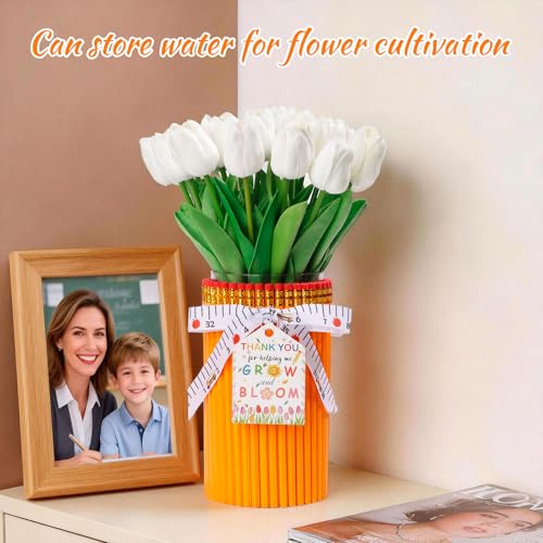 dzbGift Teacher Appreciation Gifts-Pencil-Shaped Flower Vase,Gift Card Holder,Pencil Holder,Teacher vase Gift for Back to ...