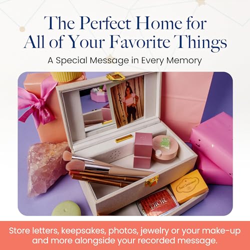 VOICEGIFT Memory Box, Recordable Memory Box with Removable Voice Recorder Module, Decorative Keepsake Box for Photos & Jew...