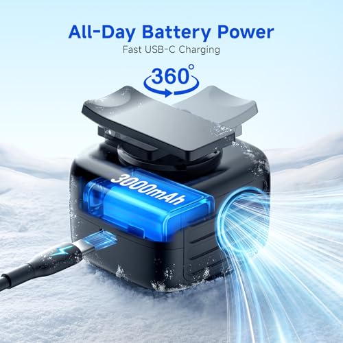Portable Waist Fan, Rechargeable Wearable Fan w/ LED Display, 3 Speeds, 3000mAh Battery, 10H Runtime, Mini Turbo Airflow, ...