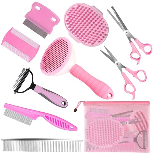 Complete Pet Grooming Solution by Dog - 9PCS Kit with Slicker Brush, Deshedding Tool, and Grooming Comb for All Breeds and...