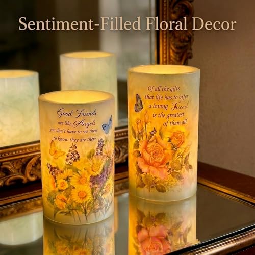 Real Wax Flameless Candles 4x6, Butterfly Daisy LED Pillar Candle with Timer, Battery Operated Flickering Candle, Spring F...