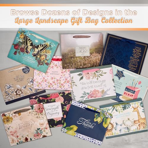 Christian Art Gifts Large Landscape Inspirational Scripture Gift Bag, Tag & Tissue Wrapping Paper Set for Women: Give Than...