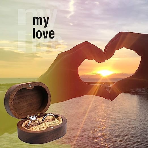 molchagar Ring Box for Wedding Ceremony, 2 Slots Ring Box, It Was Always You Commitment of Love Engraved Wooden Ring Holde...