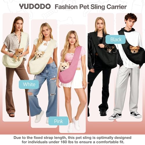 YUDODO Fashion Dog Sling Carrier for Small Dogs Lightweight Crossbody Pet Bag with Safety Strap, Pocket Storage, Machine W...