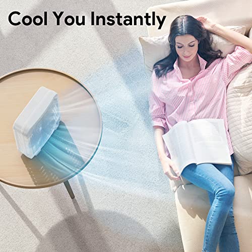 shinic 10" Tabletop Box Fan for Bedroom, 2 Speeds, Quiet Table Fan with Strong Airflow, Energy Efficient Small Box Fan, Po...