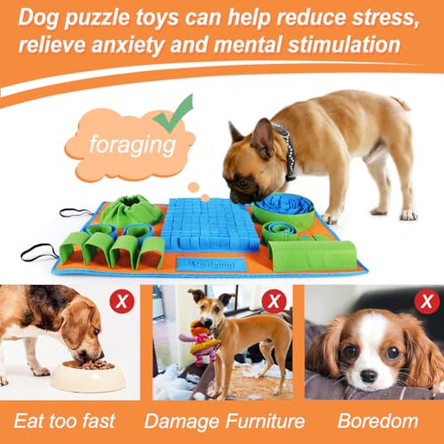 Vivifying Snuffle Mat for Dogs, Interactive Dog Puzzle Toy for Boredom and Mental Stimulation, Enrichment Feeding Game Sni...