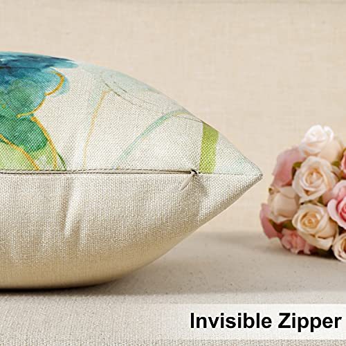Artscope Set of 4 Waterproof Throw Pillow Covers 20x20 Inches, Hydrangea and Lotus Pattern Decorative Cushion Covers, Perf...