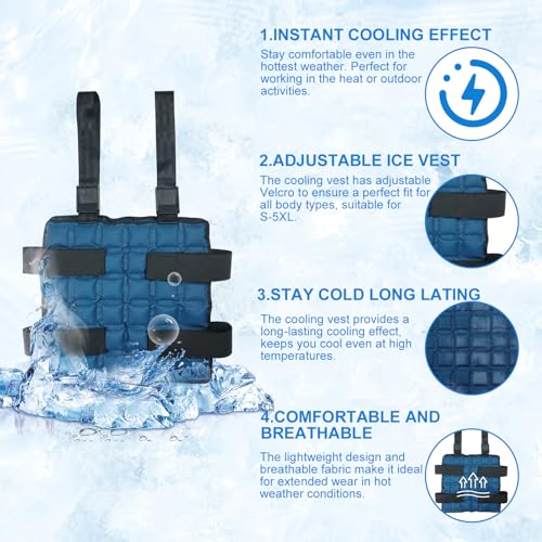 Blobuste Cooling Vest with Ice Packs, Adjustable Reusable Ice Cell Jacket for Men Women, for Outdoor Sports, Work, Hiking