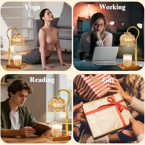 Shevvi Candle Warmer Lamp with Timer, Dimmable Candle Warmer for Jar Candles, Gifts for Women Mom, Height Adjustable Wax M...